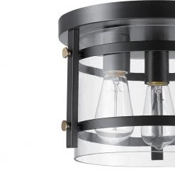 Wexford 3-Light Dark Bronze Semi-Flush Mount Ceiling Light with Clear Glass by Globe Electric -Deals Globe Electric Store dark bronze globe electric flush mount lights 60417 4f 1000