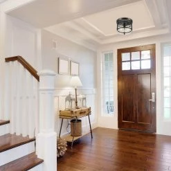 Wexford 3-Light Dark Bronze Semi-Flush Mount Ceiling Light with Clear Glass by Globe Electric -Deals Globe Electric Store dark bronze globe electric flush mount lights 60417 c3 1000