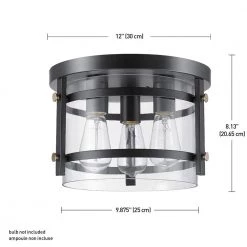 Wexford 3-Light Dark Bronze Semi-Flush Mount Ceiling Light with Clear Glass by Globe Electric -Deals Globe Electric Store dark bronze globe electric flush mount lights 60417 fa 1000