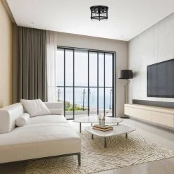 Wexford 9.8 in. 3-Light Dark Bronze Flush Mount by Globe Electric -Deals Globe Electric Store dark bronze globe electric flush mount lights 65099 1f 1000