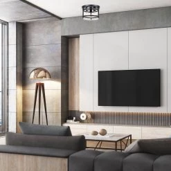 Wexford 9.8 in. 3-Light Dark Bronze Flush Mount by Globe Electric -Deals Globe Electric Store dark bronze globe electric flush mount lights 65099 4f 1000