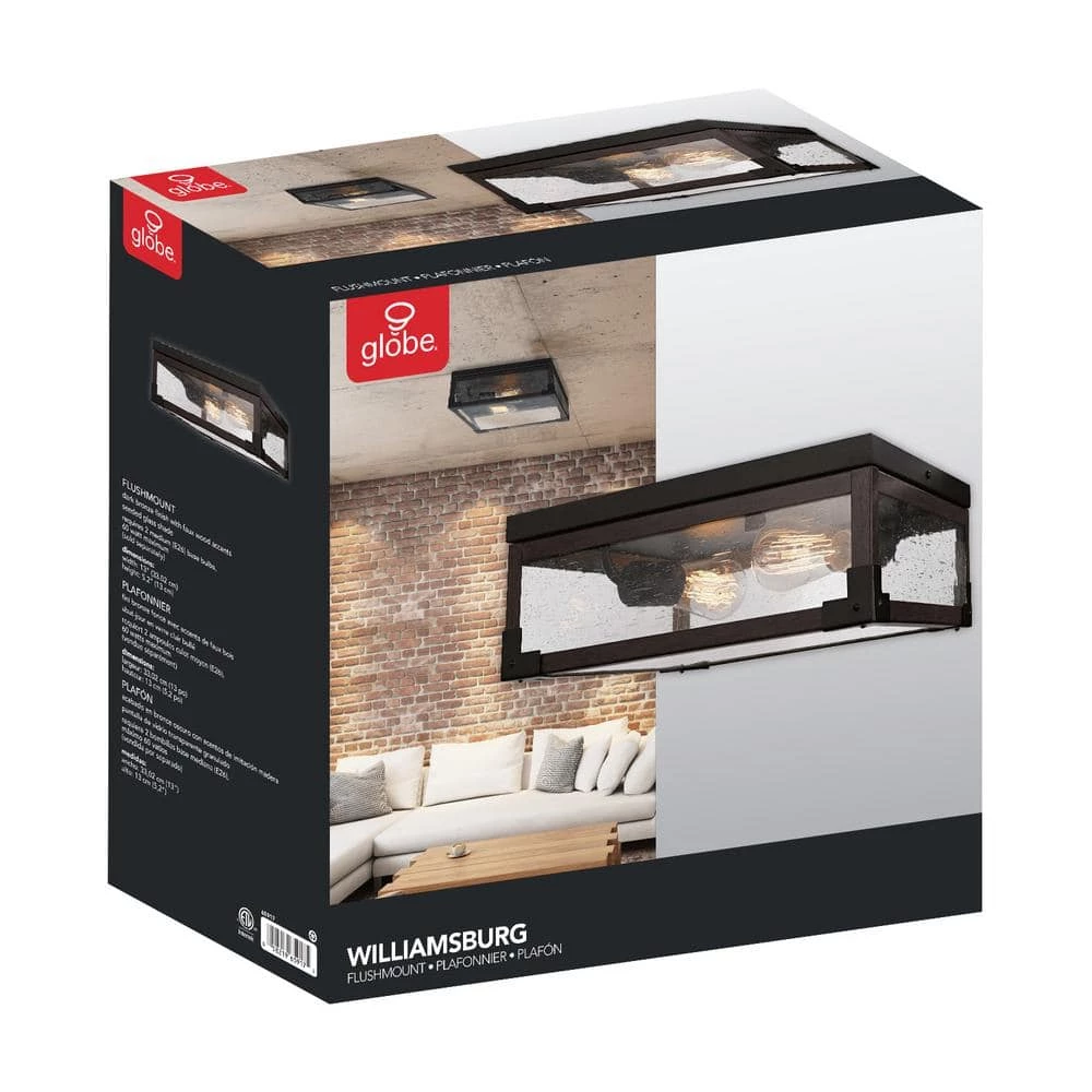 Williamsburg 2-Light Dark Bronze Flush Mount Light by Globe Electric 6 Williamsburg 2-Light Dark Bronze Flush Mount Light by Globe Electric - Image 6