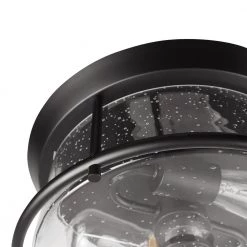 Donny 12.75 in. 2-Light Dark Bronze Flush Mount with Seeded Glass Shade, Light Bulbs Included by Globe Electric -Deals Globe Electric Store dark bronze globe electric flush mount lights 91000556 1f 1000