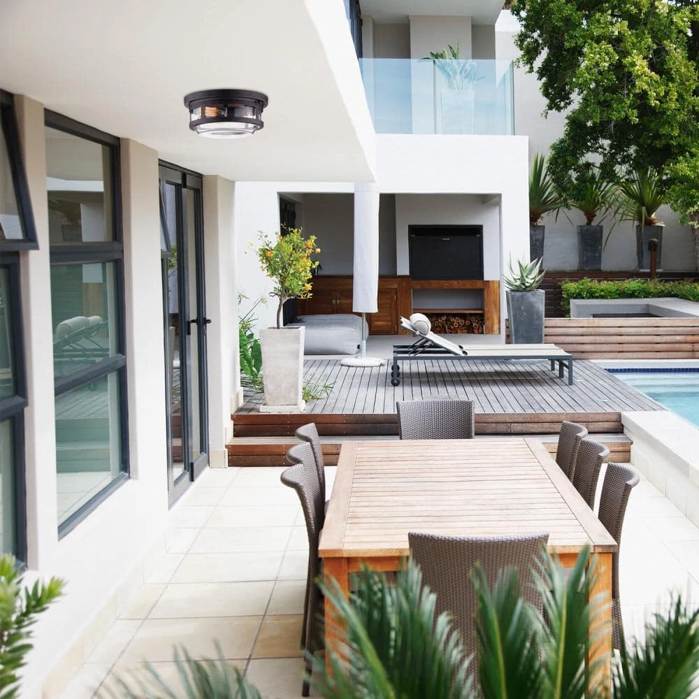 2-Light Wolfe Bronze Outdoor Flush Mount by Globe Electric 6 2-Light Wolfe Bronze Outdoor Flush Mount by Globe Electric - Image 6