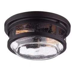 2-Light Wolfe Bronze Outdoor Flush Mount by Globe Electric