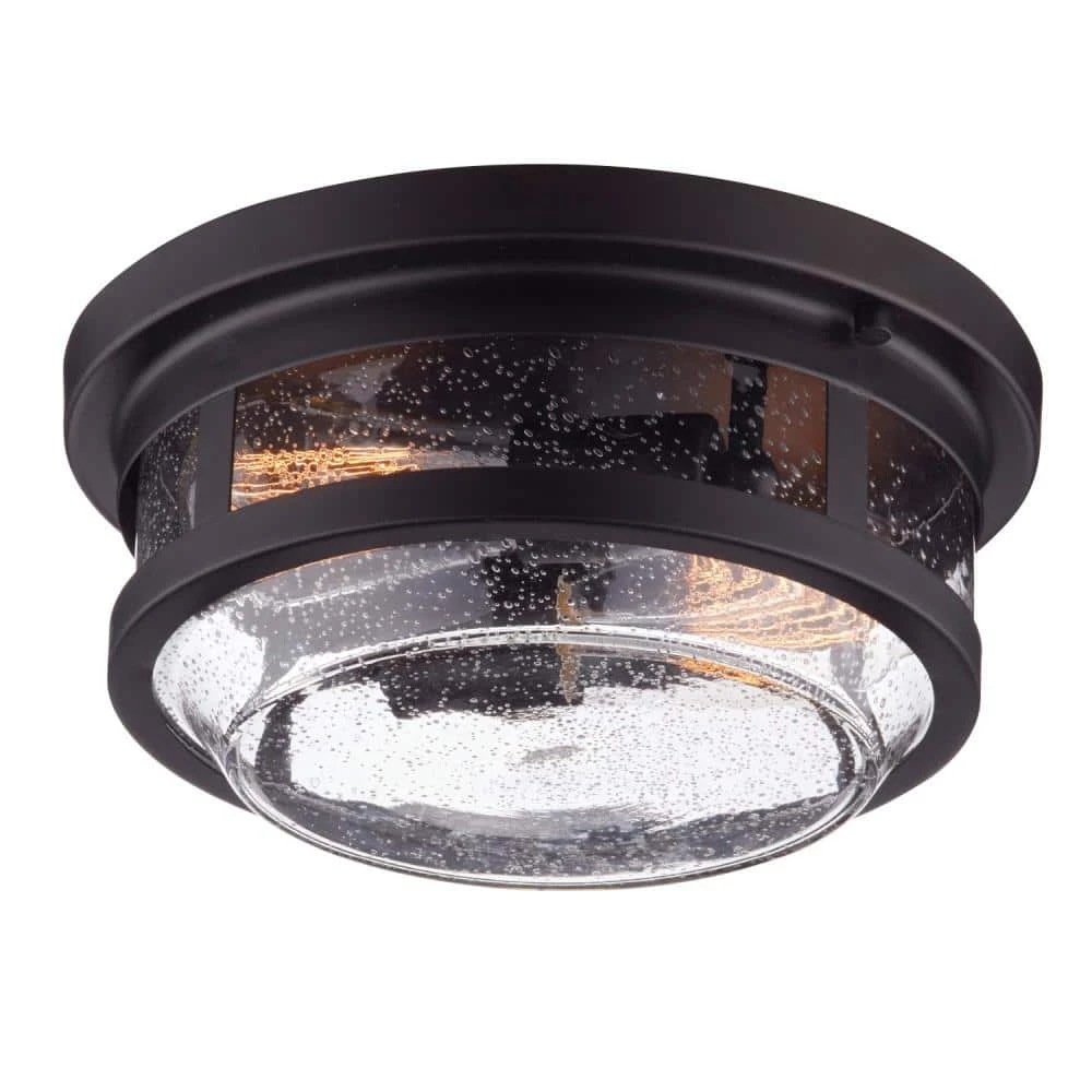 2-Light Wolfe Bronze Outdoor Flush Mount by Globe Electric 1 2-Light Wolfe Bronze Outdoor Flush Mount by Globe Electric