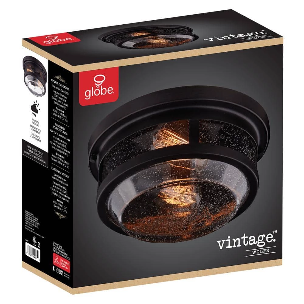 2-Light Wolfe Bronze Outdoor Flush Mount by Globe Electric 5 2-Light Wolfe Bronze Outdoor Flush Mount by Globe Electric - Image 5