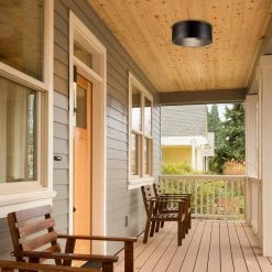 Teagan 1-Light Dark Bronze Outdoor Indoor Flush Mount Ceiling Light by Globe Electric -Deals Globe Electric Store dark bronze globe electric outdoor flush mount lights 44479 31 1000