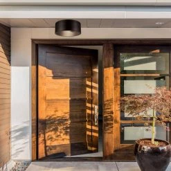 Teagan 1-Light Dark Bronze Outdoor Indoor Flush Mount Ceiling Light by Globe Electric -Deals Globe Electric Store dark bronze globe electric outdoor flush mount lights 44479 fa 1000