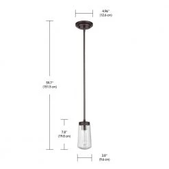 Tyson 1-Light Dark Bronze Outdoor Indoor Pendant with Clear Seeded Glass Shade, Incandescent Bulb Included by Globe Electric -Deals Globe Electric Store dark bronze globe electric outdoor pendant lights 44616 44 1000