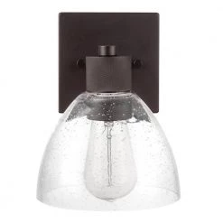 1-Light Dark Bronze Outdoor Indoor Wall Lantern Sconce with Clear Seeded Glass Shade, Vintage Incandescent Bulb Included by Globe Electric -Deals Globe Electric Store dark bronze globe electric outdoor sconces 44611 1f 1000