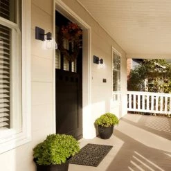 1-Light Dark Bronze Outdoor Indoor Wall Lantern Sconce with Clear Seeded Glass Shade, Vintage Incandescent Bulb Included by Globe Electric -Deals Globe Electric Store dark bronze globe electric outdoor sconces 44611 31 1000