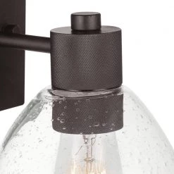 1-Light Dark Bronze Outdoor Indoor Wall Lantern Sconce with Clear Seeded Glass Shade, Vintage Incandescent Bulb Included by Globe Electric -Deals Globe Electric Store dark bronze globe electric outdoor sconces 44611 4f 1000