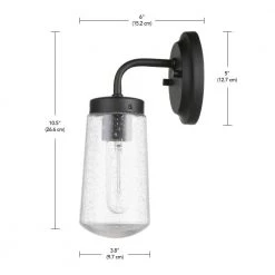 Tyson 1-Light Dark Bronze Outdoor Indoor Wall Lantern Sconce with Clear Seeded Glass Shade, by Globe Electric -Deals Globe Electric Store dark bronze globe electric outdoor sconces 44614 44 1000