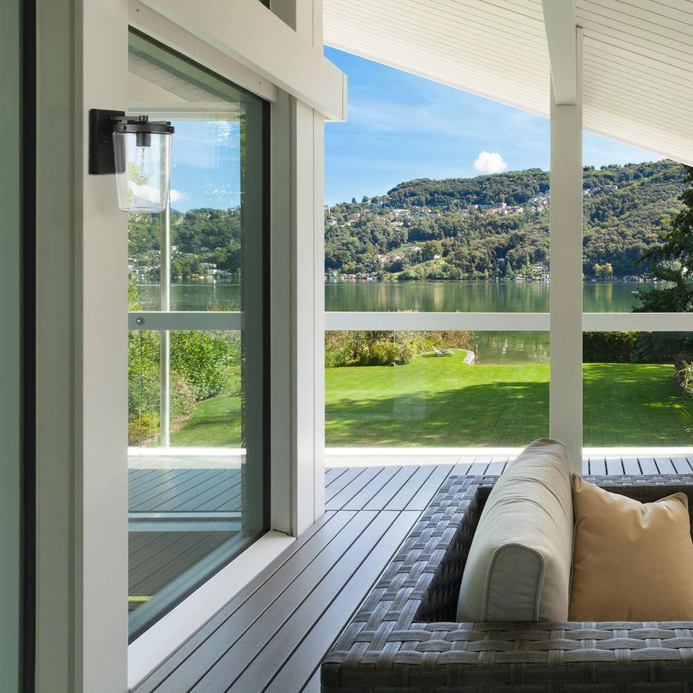 1-Light Dark Bronze Outdoor Indoor Wall Lantern Sconce with Clear Glass Shade, Vintage Incandescent Bulb Included by Globe Electric 7 1-Light Dark Bronze Outdoor Indoor Wall Lantern Sconce with Clear Glass Shade, Vintage Incandescent Bulb Included by Globe Electric - Image 7