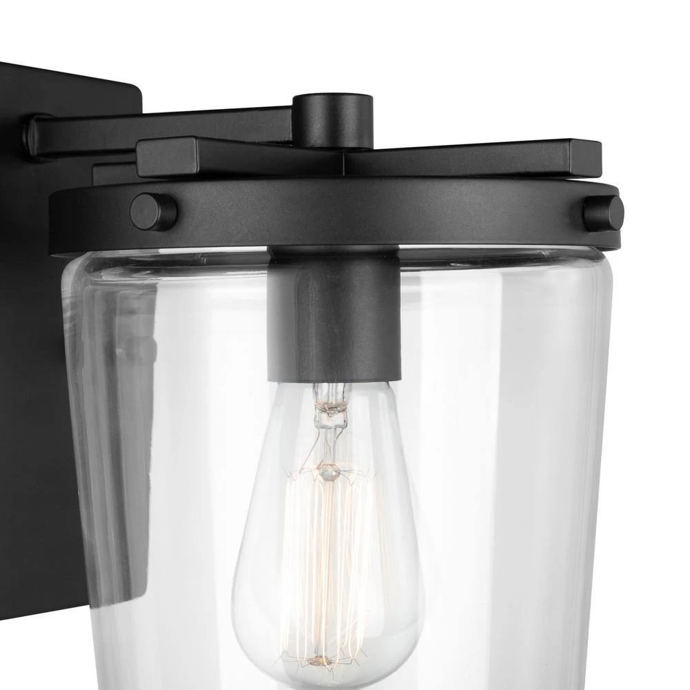 1-Light Dark Bronze Outdoor Indoor Wall Lantern Sconce with Clear Glass Shade, Vintage Incandescent Bulb Included by Globe Electric 4 1-Light Dark Bronze Outdoor Indoor Wall Lantern Sconce with Clear Glass Shade, Vintage Incandescent Bulb Included by Globe Electric - Image 4