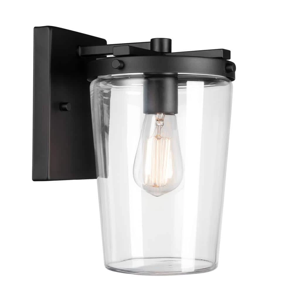 1-Light Dark Bronze Outdoor Indoor Wall Lantern Sconce with Clear Glass Shade, Vintage Incandescent Bulb Included by Globe Electric 1 1-Light Dark Bronze Outdoor Indoor Wall Lantern Sconce with Clear Glass Shade, Vintage Incandescent Bulb Included by Globe Electric