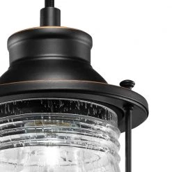 Bayfield 1-Light Dark Bronze Plug-In or Hardwire Pendant Lighting with Ribbed Seeded Glass Shade by Globe Electric -Deals Globe Electric Store dark bronze globe electric pendant lights 60882 c3 1000