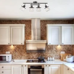 Nate 2 ft. 4-Light Dark Bronze Track Lighting Kit with Clear Glass Shades by Globe Electric -Deals Globe Electric Store dark bronze globe electric track lighting kits 59530 44 1000