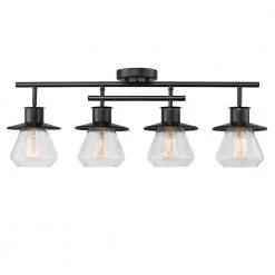 Nate 2 ft. 4-Light Dark Bronze Track Lighting Kit with Clear Glass Shades by Globe Electric