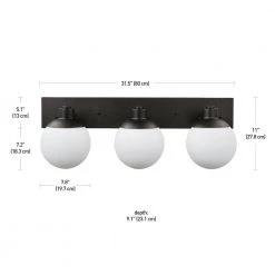 Portland 31.5 in. Dark Bronze Vanity Light with Matte White Glass Shades by Globe Electric -Deals Globe Electric Store dark bronze globe electric vanity lighting 51522 1f 1000