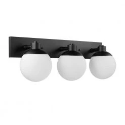 Portland 31.5 in. Dark Bronze Vanity Light with Matte White Glass Shades by Globe Electric