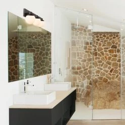 Portland 31.5 in. Dark Bronze Vanity Light with Matte White Glass Shades by Globe Electric -Deals Globe Electric Store dark bronze globe electric vanity lighting 51522 c3 1000