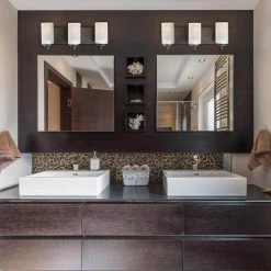 Carla 19 in. 3-Light Dark Bronze Vanity Light with Frosted Glass Shades and Bath Set (5-Piece), Bulbs Included by Globe Electric -Deals Globe Electric Store dark bronze globe electric vanity lighting 51529 31 1000