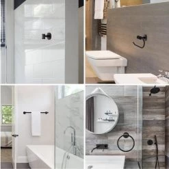 Carla 19 in. 3-Light Dark Bronze Vanity Light with Frosted Glass Shades and Bath Set (5-Piece), Bulbs Included by Globe Electric -Deals Globe Electric Store dark bronze globe electric vanity lighting 51529 d4 1000