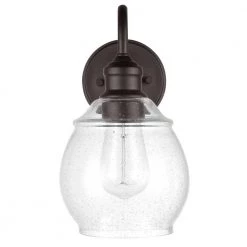 Maia 6in. 1-Light Dark Bronze Vanity Light with Seeded Glass Shade, Incandescent Bulb Included by Globe Electric -Deals Globe Electric Store dark bronze globe electric vanity lighting 51622 1f 1000