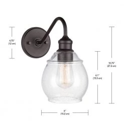 Maia 6in. 1-Light Dark Bronze Vanity Light with Seeded Glass Shade, Incandescent Bulb Included by Globe Electric -Deals Globe Electric Store dark bronze globe electric vanity lighting 51622 44 1000