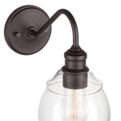 Maia 6in. 1-Light Dark Bronze Vanity Light with Seeded Glass Shade, Incandescent Bulb Included by Globe Electric -Deals Globe Electric Store dark bronze globe electric vanity lighting 51622 4f 1000