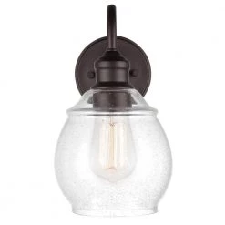 Maia 6in. 1-Light Dark Bronze Vanity Light with Seeded Glass Shade, Incandescent Bulb Included by Globe Electric