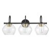 Harrow 26.3 in. 3-Light Dark Bronze Vanity Light with Antique Brass Accents and Clear Glass Shades by Globe Electric