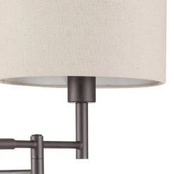 Jaclyn Dark Bronze Plug-In or Hardwire Swing Arm Wall Lamp with Beige Textured Fabric Shade, LED Bulb Included by Globe Electric -Deals Globe Electric Store dark bronze globe electric wall lamps 51610 1f 1000