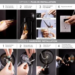 Jaclyn Dark Bronze Plug-In or Hardwire Swing Arm Wall Lamp with Beige Textured Fabric Shade, LED Bulb Included by Globe Electric -Deals Globe Electric Store dark bronze globe electric wall lamps 51610 fa 1000