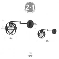 Tatum 15 in. 1-Light Dark Bronze Plug-In or Hardwire Swing Arm Wall Sconce by Globe Electric -Deals Globe Electric Store dark bronze globe electric wall sconces 51544 4f 1000