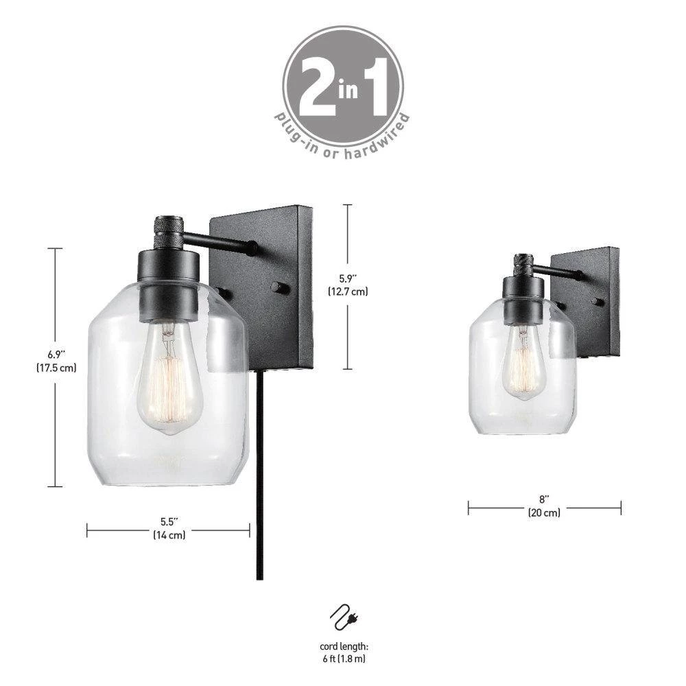 Middleton 1-Light Dark Bronze Plug-In or Hardwire Modern Wall Sconce by Globe Electric 5 Middleton 1-Light Dark Bronze Plug-In or Hardwire Modern Wall Sconce by Globe Electric - Image 5