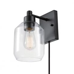 Middleton 1-Light Dark Bronze Plug-In or Hardwire Modern Wall Sconce by Globe Electric
