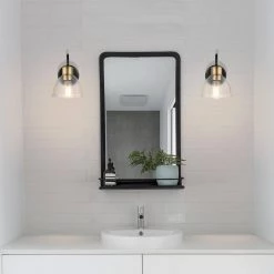 Brown 4.92 in. Dark Bronze Sconce with Antique Brass Socket and Clear Glass Shade by Globe Electric 11 Brown 4.92 in. Dark Bronze Sconce with Antique Brass Socket and Clear Glass Shade by Globe Electric -Deals Globe Electric Store dark bronze globe electric wall sconces 51714 4f 1000