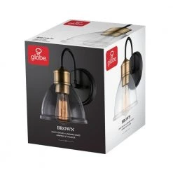 Brown 4.92 in. Dark Bronze Sconce with Antique Brass Socket and Clear Glass Shade by Globe Electric 15 Brown 4.92 in. Dark Bronze Sconce with Antique Brass Socket and Clear Glass Shade by Globe Electric -Deals Globe Electric Store dark bronze globe electric wall sconces 51714 76 1000