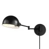 Jones 1-Light Dark Bronze Plug-In or Hardwire Wall Sconce with 6 ft. Cord 15 ft. Black Fabric Cord by Globe Electric