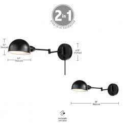 Jones 1-Light Dark Bronze Plug-In or Hardwire Wall Sconce with 6 ft. Cord 15 ft. Black Fabric Cord by Globe Electric 15 Jones 1-Light Dark Bronze Plug-In or Hardwire Wall Sconce with 6 ft. Cord 15 ft. Black Fabric Cord by Globe Electric -Deals Globe Electric Store dark bronze globe electric wall sconces 51796 fa 1000