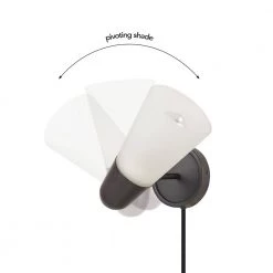 Gaumond 1-Light Dark Bronze Plug-In or Hardwired Wall Sconce with Frosted Glass Shade and CEC Title 20 LED Bulb Included by Globe Electric -Deals Globe Electric Store dark bronze globe electric wall sconces 91000549 44 1000