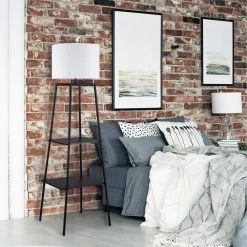 Collins 61 in. Dark Walnut Finish Shelf Floor Lamp with CEC Title 20 LED Bulb Included by Globe Electric -Deals Globe Electric Store dark walnut globe electric floor lamps 67085 44 1000