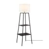 Collins 61 in. Dark Walnut Finish Shelf Floor Lamp with CEC Title 20 LED Bulb Included by Globe Electric