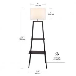 Collins 61 in. Dark Walnut Finish Shelf Floor Lamp with CEC Title 20 LED Bulb Included by Globe Electric -Deals Globe Electric Store dark walnut globe electric floor lamps 67085 fa 1000