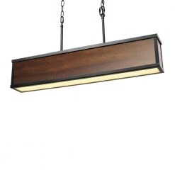 Johnnie 28-Watt Integrated LED Faux Wood Dimmable Pendant Lighting with Matte Black Accents by Globe Electric -Deals Globe Electric Store faux wood globe electric chandeliers 60334 1f 1000