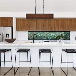 Johnnie 28-Watt Integrated LED Faux Wood Dimmable Pendant Lighting with Matte Black Accents by Globe Electric -Deals Globe Electric Store faux wood globe electric chandeliers 60334 31 1000