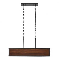 Johnnie 28-Watt Integrated LED Faux Wood Dimmable Pendant Lighting with Matte Black Accents by Globe Electric